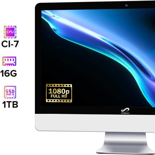 All in One Desktop Computer, 22 inch FHD Display, Intel Core i7 up to 3.9G, 16G Ram, 1T SSD, WiFi, BT 5.0, RGB Keyboard & Mouse & Mouse Pad, Windows 10 Home - Image 5