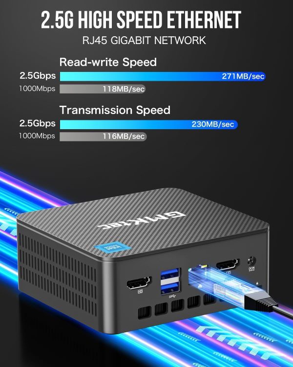 GMKtec Mini PC Intel N150 Windows 11 Pro (3.6GHz) 16GB DDR4 1TB PCIe M.2 NVMe SSD, Desktop Computer 4K Dual HDMI Display/4x USB3.2/WiFi 6/BT5.2/RJ45 Ethernet Nucbox G3 Plus - Image 5