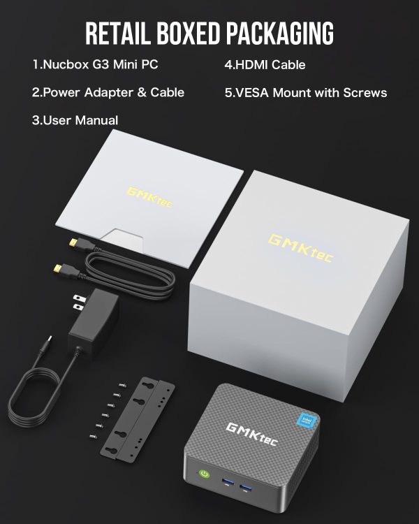 GMKtec Mini PC Intel N150 Windows 11 Pro (3.6GHz) 16GB DDR4 1TB PCIe M.2 NVMe SSD, Desktop Computer 4K Dual HDMI Display/4x USB3.2/WiFi 6/BT5.2/RJ45 Ethernet Nucbox G3 Plus - Image 7