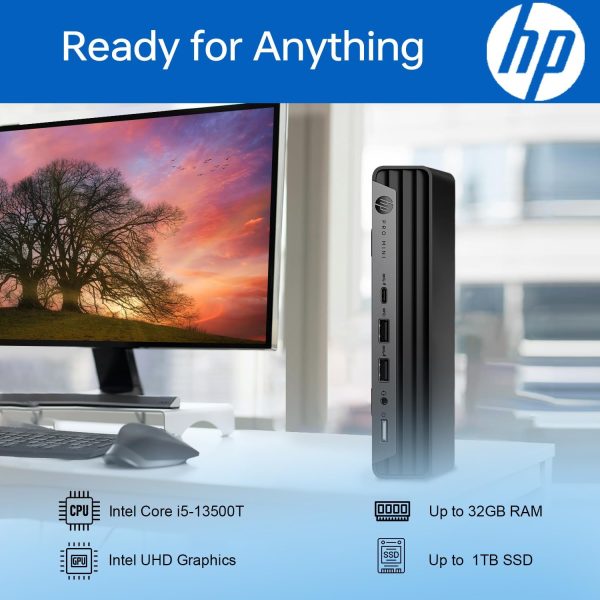 HP ProDesk 400 G9 Mini Business Desktop, 13th Gen Intel 14-Core i5-13500T (Beat i7-12700), 32GB RAM, 1TB PCIe SSD, Wi-Fi 6, HDMI, DP, Support 3-Monitor 4K, Wired Keyboard and Mouse, Windows 11 Pro - Image 5