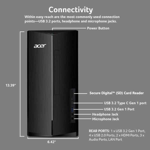 Acer Aspire TC-1785-UA92 Desktop | Intel Core i5-14400 10-Core Processor | 8GB DDR5-5600 Memory | 512GB PCIe 4.0 NVMe SSD | SD Card Reader | Wi-Fi 6E | Windows 11 Home - Image 7