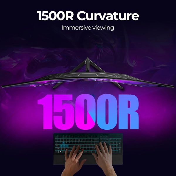 32 inch Curved Monitor 144hz/180hz Gaming Monitor 1500R QHD (2560x1440p) 2k Computer Monitor Screen with FreeSync, DisplayPort, HDMI, Wall Mountable - Image 4
