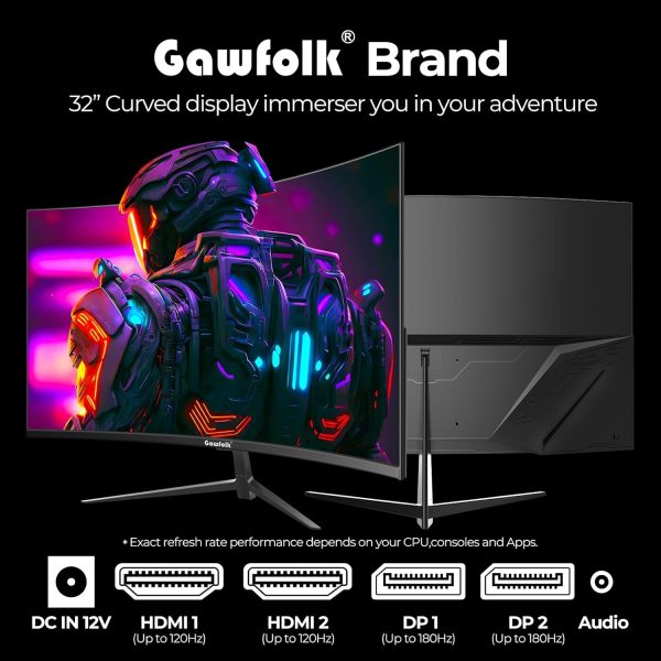 32 inch Curved Monitor 144hz/180hz Gaming Monitor 1500R QHD (2560x1440p) 2k Computer Monitor Screen with FreeSync, DisplayPort, HDMI, Wall Mountable - Image 6