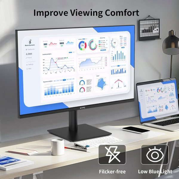 KTC 27 Inch QHD Computer Monitor, 2K 100Hz IPS Gaming Monitor, 1440P Frameless Eye Care PC Office Monitor with HDMI/DP, FreeSync & G-Sync, HDR10, VESA, Tilt Adjustable - Image 4