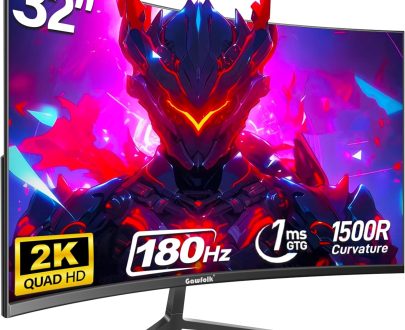 32 inch Curved Monitor 144hz/180hz Gaming Monitor 1500R QHD (2560x1440p) 2k Computer Monitor Screen with FreeSync, DisplayPort, HDMI, Wall Mountable