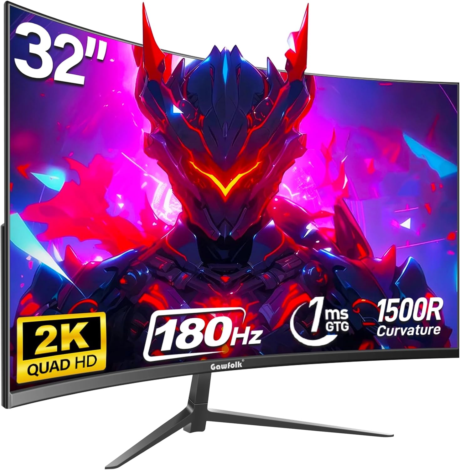32 inch Curved Monitor 144hz/180hz Gaming Monitor 1500R QHD (2560x1440p) 2k Computer Monitor Screen with FreeSync, DisplayPort, HDMI, Wall Mountable