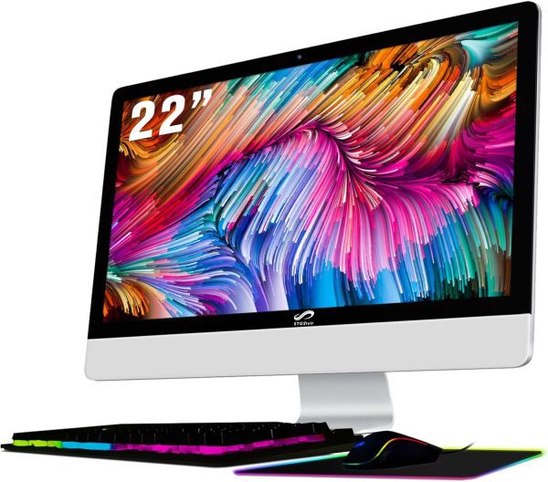 All in One Desktop Computer, 22 inch FHD Display, Intel Core i7 up to 3.9G, 16G Ram, 1T SSD, WiFi, BT 5.0, RGB Keyboard & Mouse & Mouse Pad, Windows 10 Home