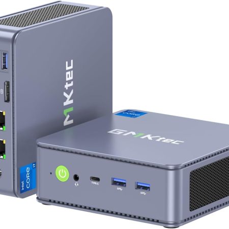 GMKtec Mini PC Intel i7-13620H (Up to 4.9GHz) Windows 11 Pro 32GB DDR5+2TB PCIe4.0 SSD i225V Dual NIC Mini Desktop Computers/USB-C/USB4.0 K7 Plus Blue