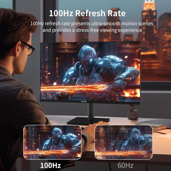 KTC 27 Inch QHD Computer Monitor, 2K 100Hz IPS Gaming Monitor, 1440P Frameless Eye Care PC Office Monitor with HDMI/DP, FreeSync & G-Sync, HDR10, VESA, Tilt Adjustable - Image 2