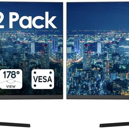 Packard Bell airFrame 21" FHD Monitor, 1920x1080, Ultrawide, VESA Mount, Tilt Adjust, HDMI/VGA, Slim Bezel, for Home, Office, and Light Gaming - 2 Pack