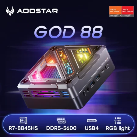 AOOSTAR Mini PC Ryzen 7 8845HS/7840HS DDR5 5600Mhz PCIe4.0 SSD