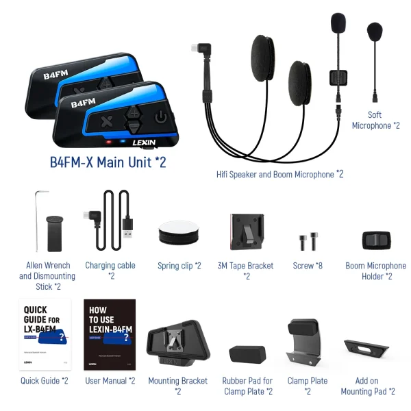 Lexin B4FM-X Bluetooth Motorcycle Intercom - Image 6