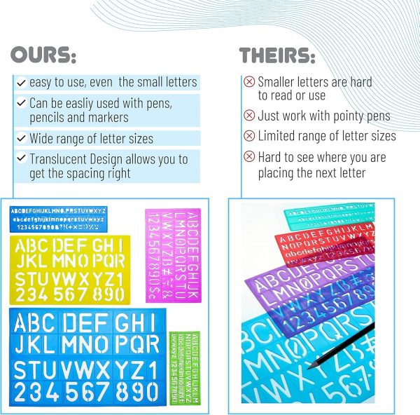 Mr. Pen Letters and Numbers Alphabet Templates, Letter Stencils, Pack of 5 - Image 3