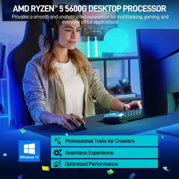 LXZ Desktop PC Computer AMD Ryzen 5 5600GT 6 core 3.9GHz, 16G DDR4 RAM, 512G NVME SSD, Tower Computer for Home and Office (Black) - Image 8