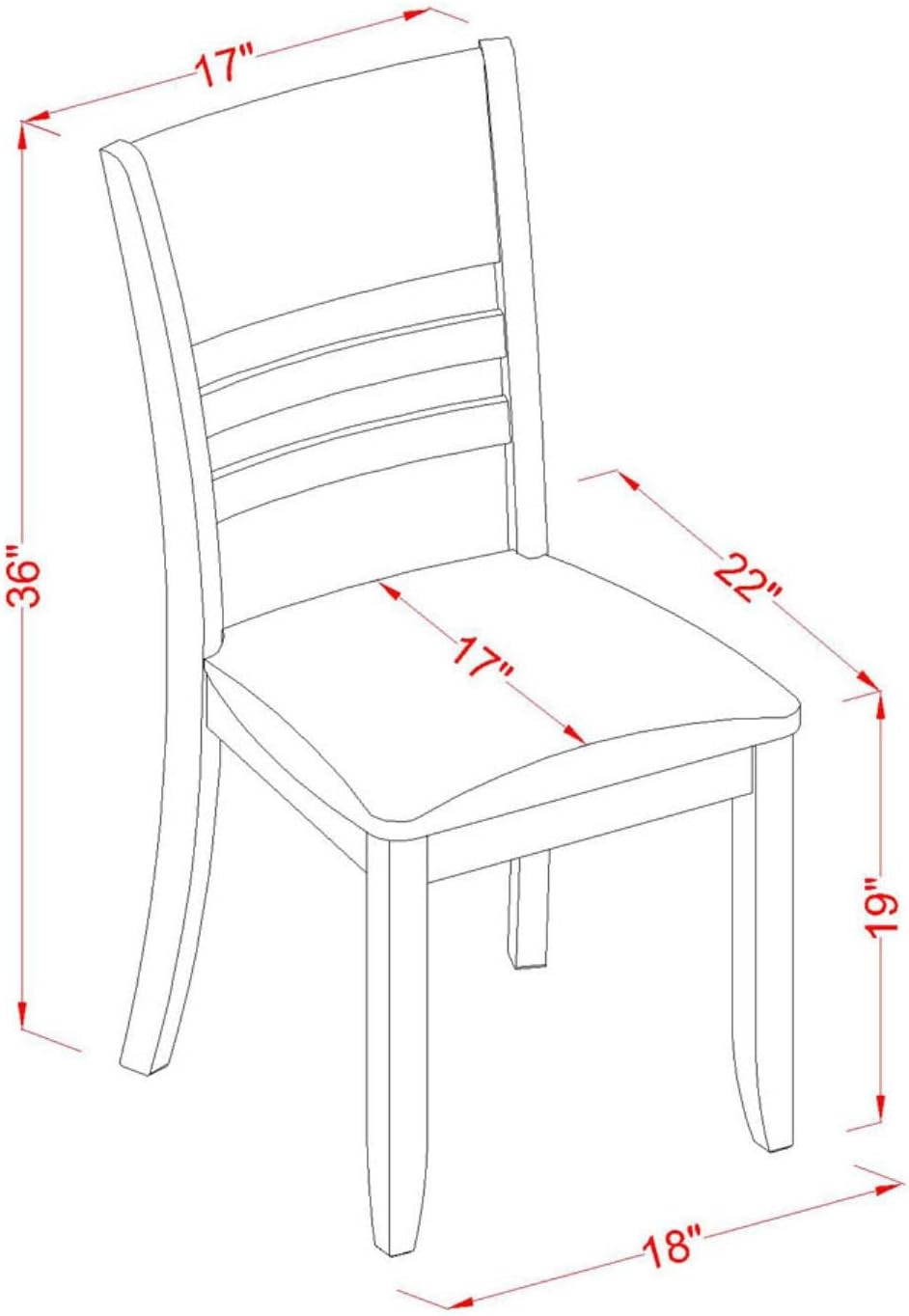 East West Furniture LYC-ESP-LC Lynfield Dining Chairs - Faux Leather Upholstered Wooden Chairs, Set of 2, Espresso - Image 3