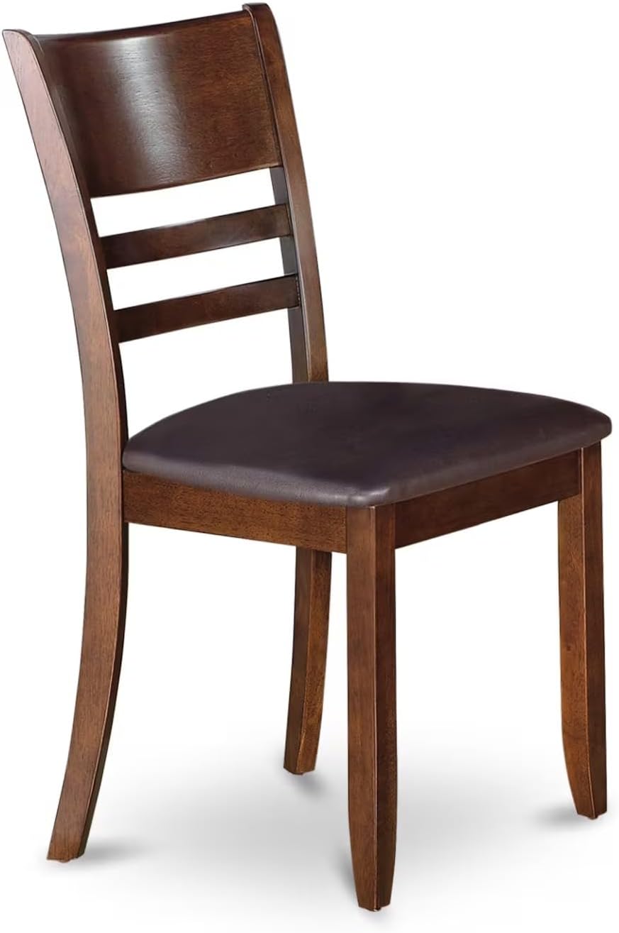 East West Furniture LYC-ESP-LC Lynfield Dining Chairs - Faux Leather Upholstered Wooden Chairs, Set of 2, Espresso - Image 4