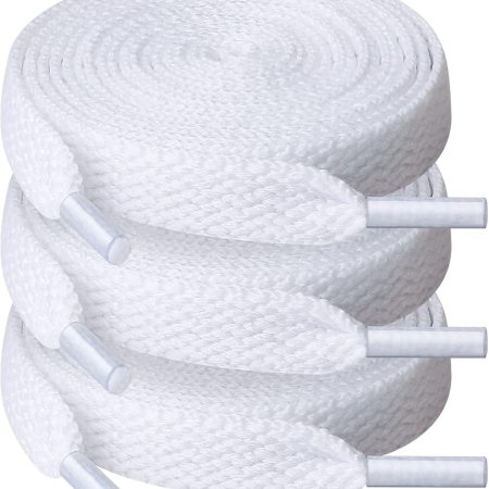 UpUGo 3 Pair Flat Shoe laces, 5/16" Wide Shoelaces for Athletic Running Sneakers Shoes Boot Strings