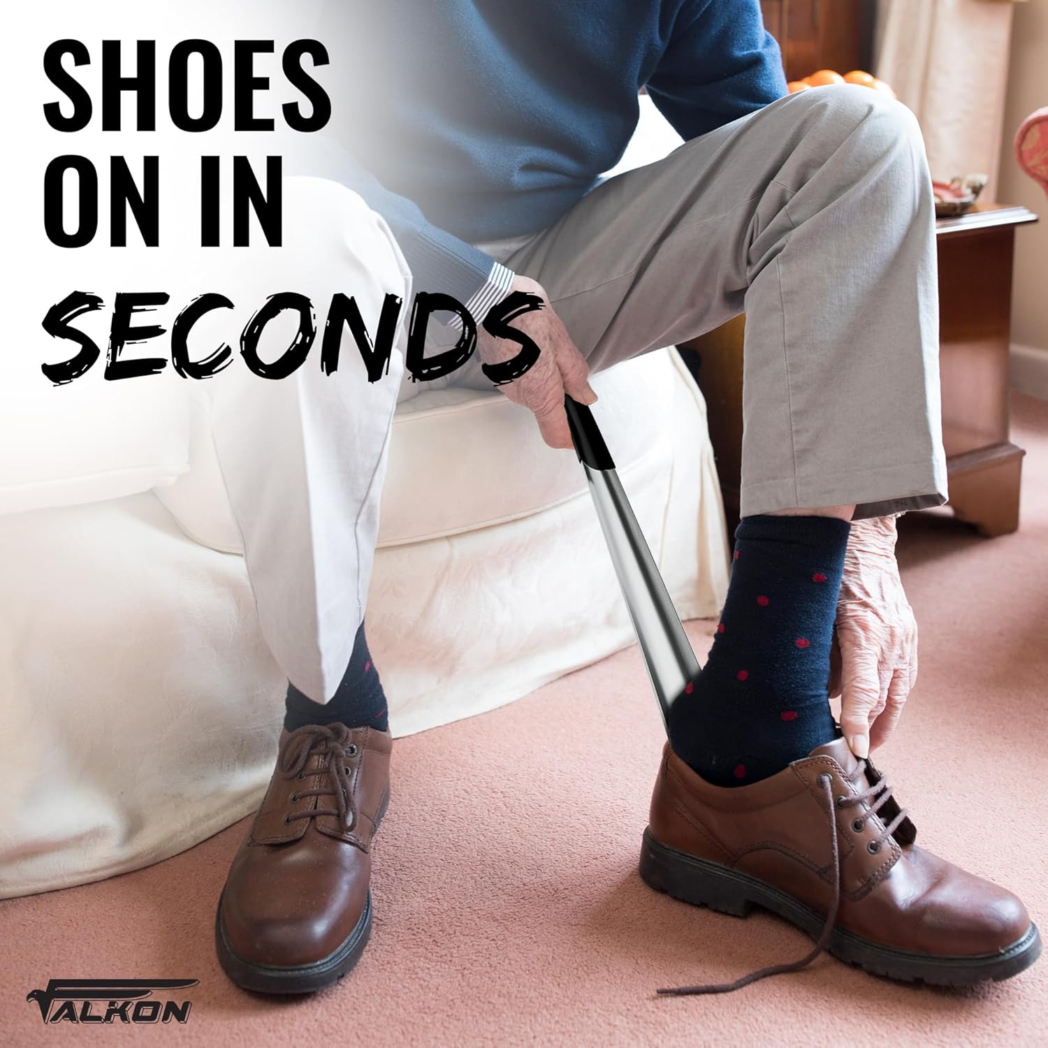 FALKON Shoe Horn Long Handle- 16.5" Metal Shoe Horn Sets for Men, Women and Children - Image 4