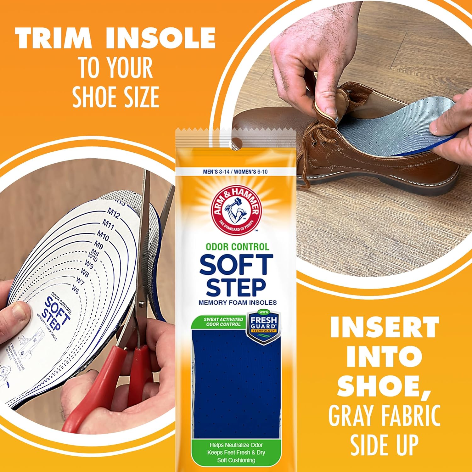 Arm & Hammer Soft Step Memory Foam Insoles (M 8-14/W 6-10) - Image 4