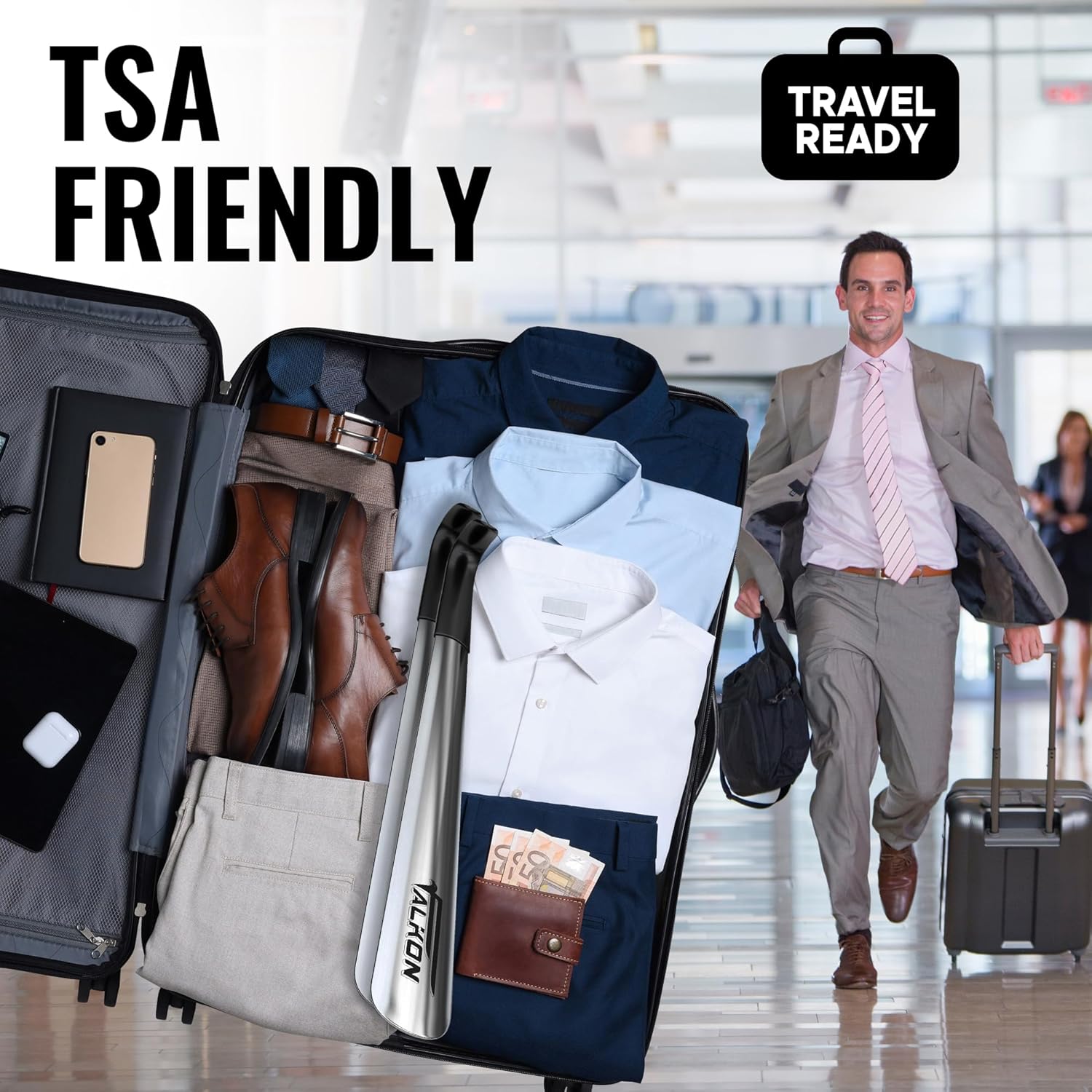 FALKON Shoe Horn Long Handle- 16.5" Metal Shoe Horn Sets for Men, Women and Children - Image 6