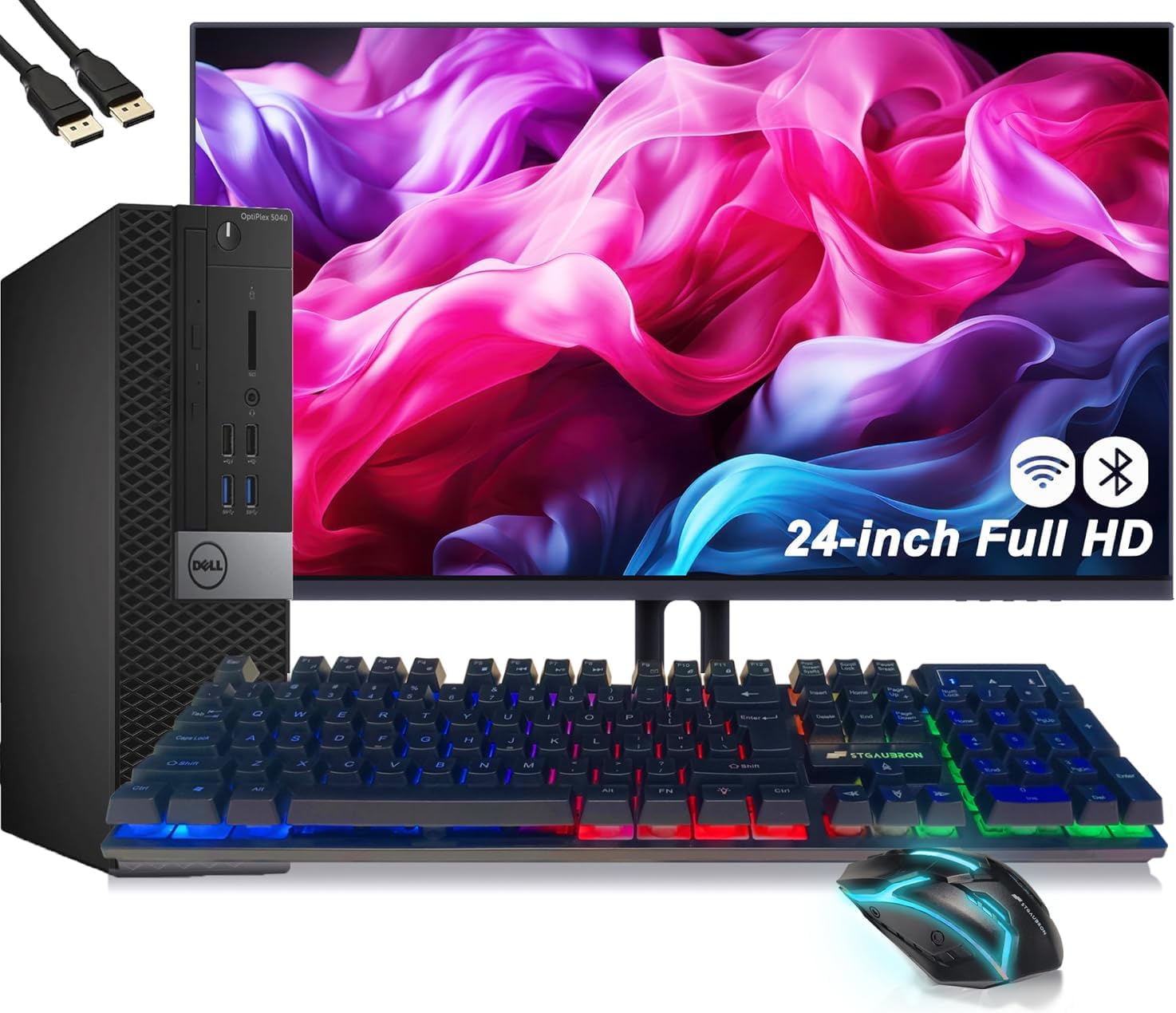 Dell OptiPlex 5040 SFF Desktop Computer PC Bundle Setup with New 23.8″ FHD Monitor Inter Core i5-6600 3.3GHz 4-Cores 8GB 256GB SSD, Keyboard & Mouse, Wi-Fi, Bluetooth, Windows 10 Pro (Renewed)