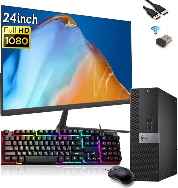 Dell Optiplex 5050 SFF PC Desktop Computer PC Setup, 24" FHD Monitor, Intel Core i5-6500 3.2GHz Up to 3.6GHz, 16GB RAM, 256GB SSD, RGB Keyboard, Mouse, DP Cable, Win 10 Pro(Renewed) - Image 2