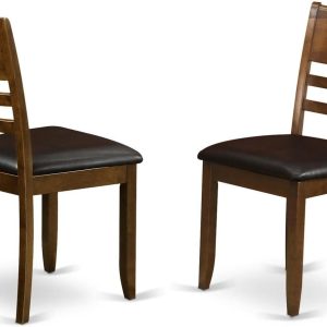 East West Furniture LYC-ESP-LC Lynfield Dining Chairs - Faux Leather Upholstered Wooden Chairs, Set of 2, Espresso