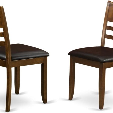 East West Furniture LYC-ESP-LC Lynfield Dining Chairs - Faux Leather Upholstered Wooden Chairs, Set of 2, Espresso