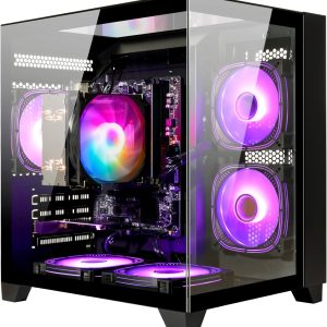 LXZ Desktop PC Computer AMD Ryzen 5 5600GT 6 core 3.9GHz, 16G DDR4 RAM, 512G NVME SSD, Tower Computer for Home and Office (Black)