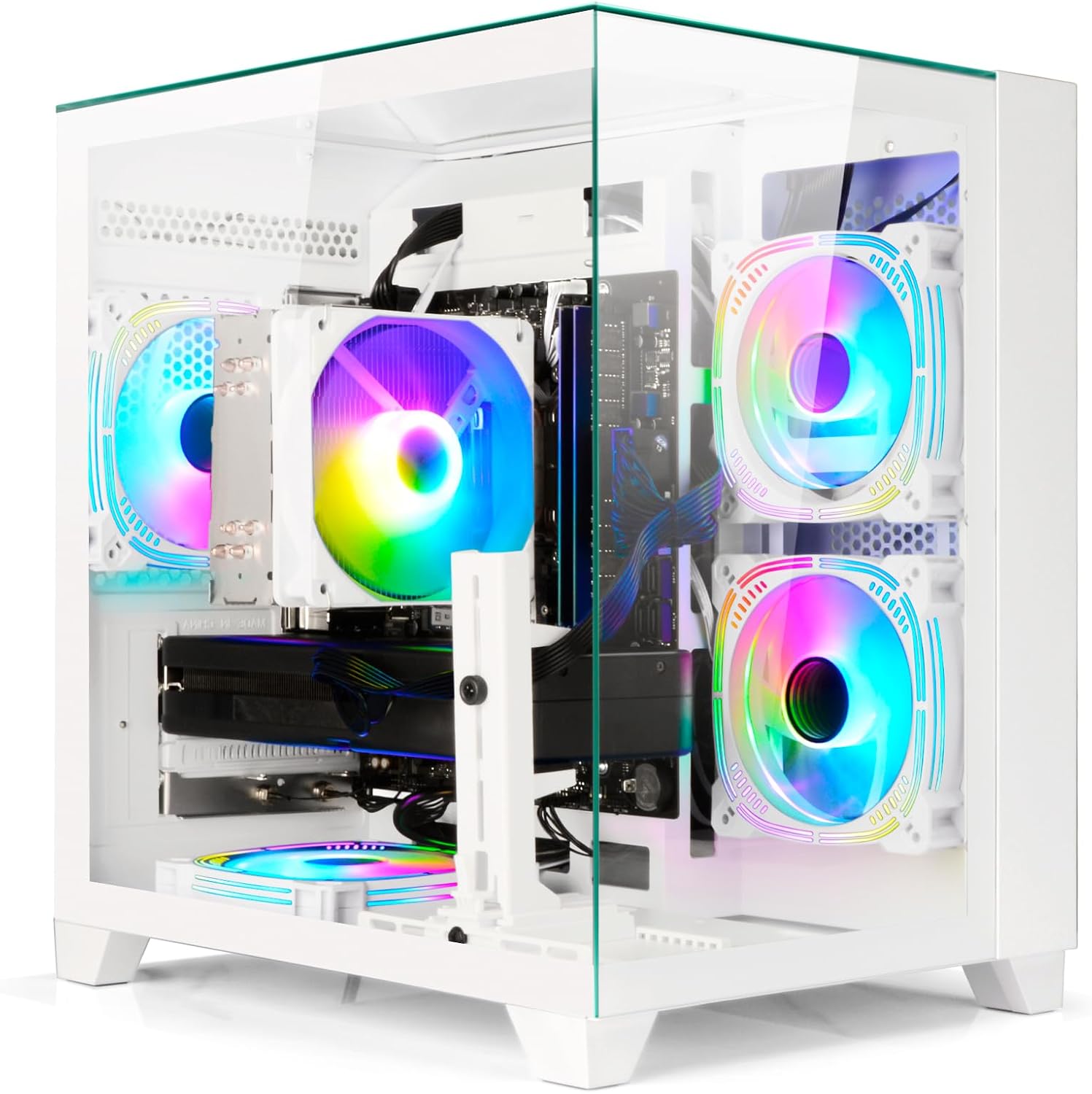 LXZ Gaming PC Desktop AMD Ryzen 7 8700F | AMD Radeon RX 7650GRE 8GB | 32GB DDR5 RAM | 1TB SSD | High-End Tower Computer(White)