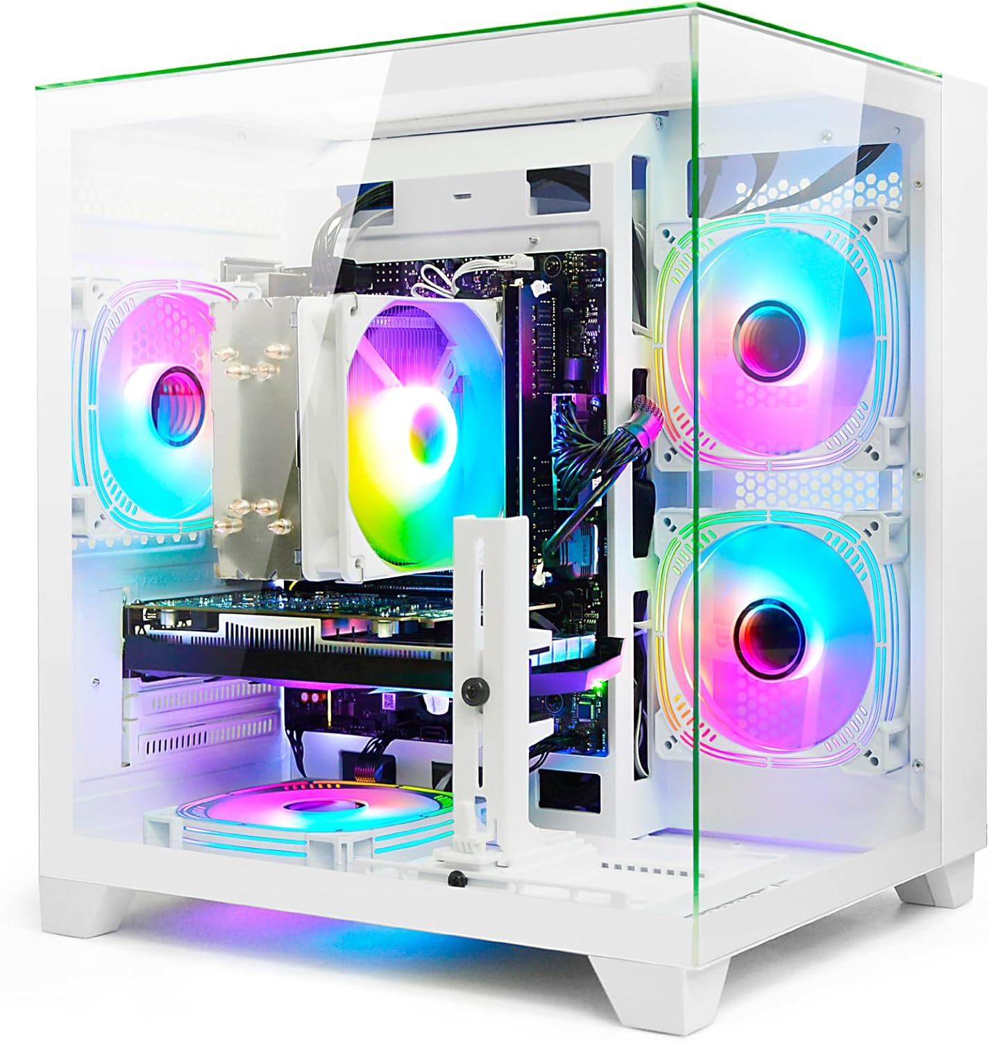 LXZ Gaming PC Desktop Core I5-12400F, GeForce RTX 4060 8G, 32G DDR4 RAM, 1TB NVME SSD, Prebuilt Tower Computer for Home and Office (White)