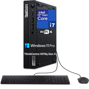 Lenovo ThinkCentre M70q Gen 4 MFF Tiny 1L Mini PC Business Desktop Computer, 13th Gen Intel 16-Core i7-13700T up to 4.9GHz, 16GB DDR4 RAM, 512GB PCIe SSD, WiFi 6, RJ45, HDMI, Windows 11 Pro Vent-HEA