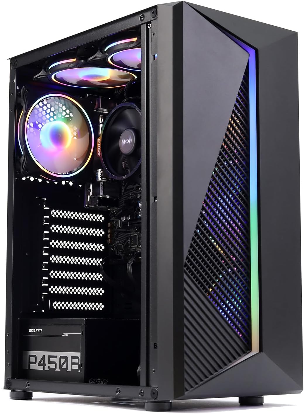 MXZ Desktop Gaming Computer Home&Office PC R5 5600GT,16GB DDR4 3200, 1 T NVME SSD，6 RGB Fans, WiFi & Win 11 Pro 64-bit Ready