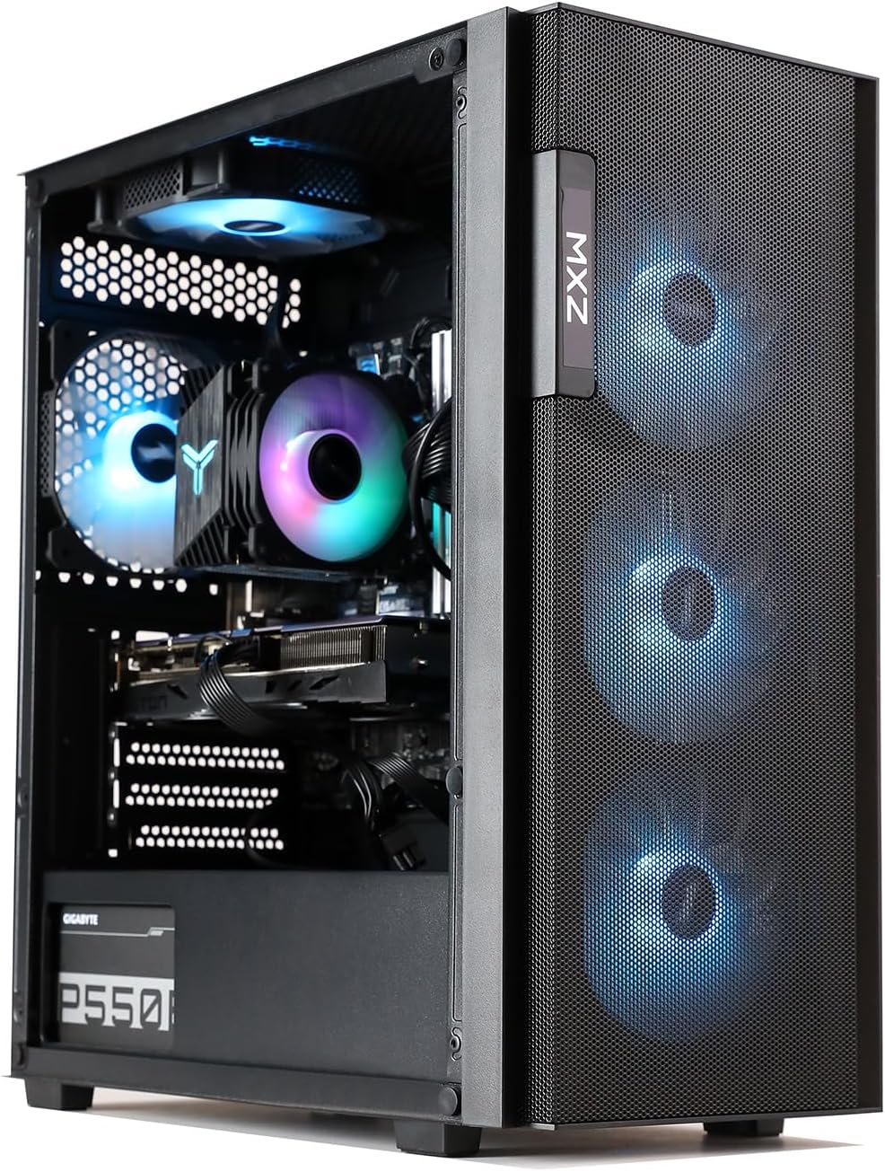 MXZ Gaming PC Desktop Computer,Intel I5 12400F 4.4GHz,RTX 2060S,16GB DDR4 3200,500GB SSD, 5RGB Fans,Win 10 Pro Ready(I5 12400F | RTX 2060S)
