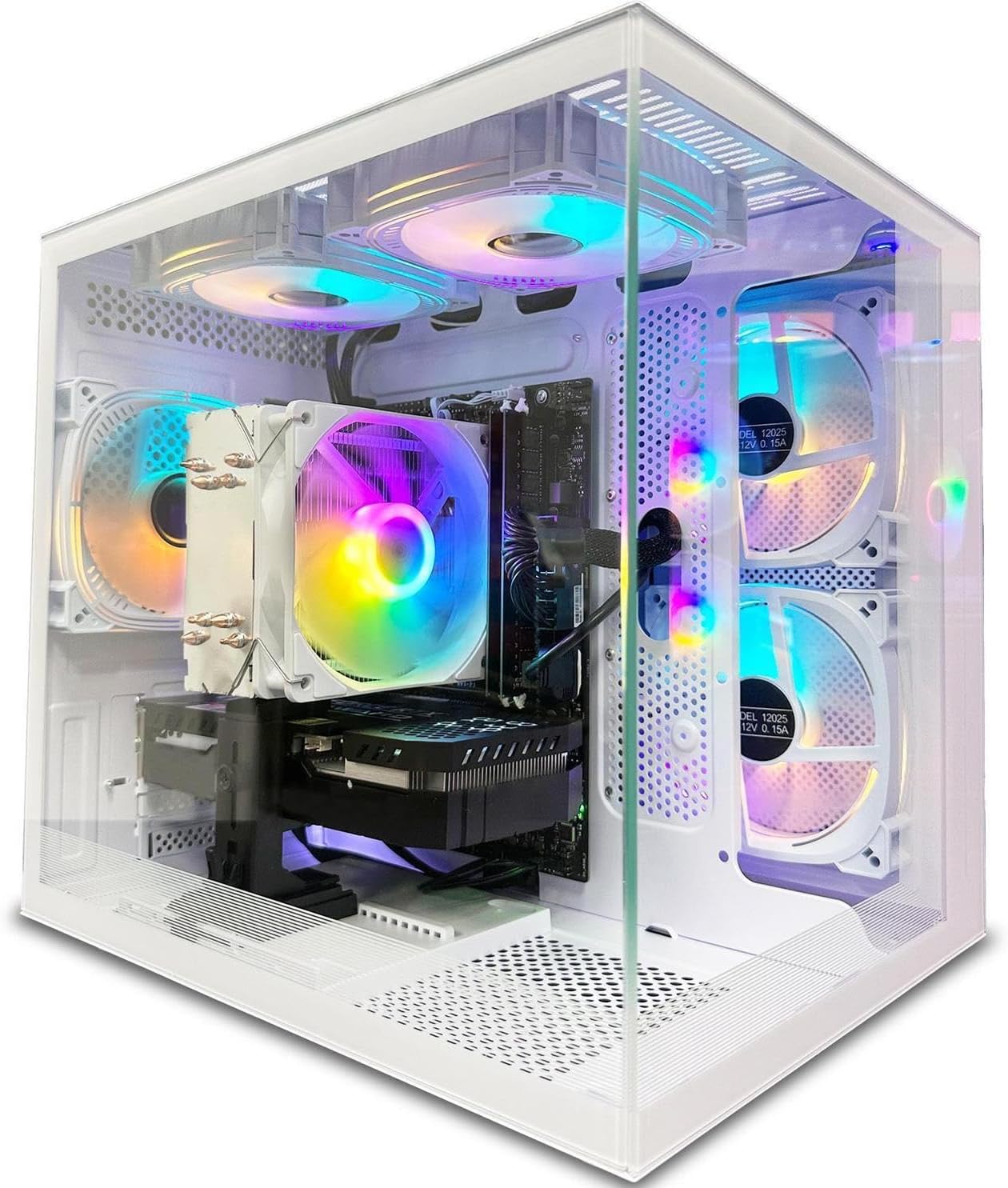 PreBuilt Gaming PC AMD Ryzen7 8700F(8Core 16Threads Up to 5.0G) Nvme 1TB SSD RTX 4060 8G 32G DDR5 RAM WiFi6 Desktop Gamer Computers 4K VR White