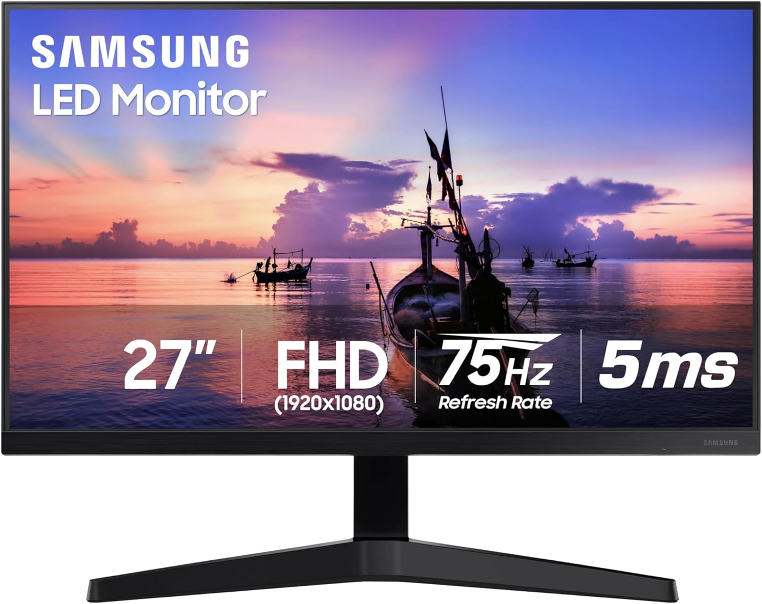 Samsung 27' T35F Series FHD 1080p Computer Monitor, 75Hz, IPS Panel, HDMI, VGA (D-Sub), AMD FreeSync, Wall Mountable, Game Mode, 3-Sided Border-Less, Eye Care, LF27T350FHNXZA