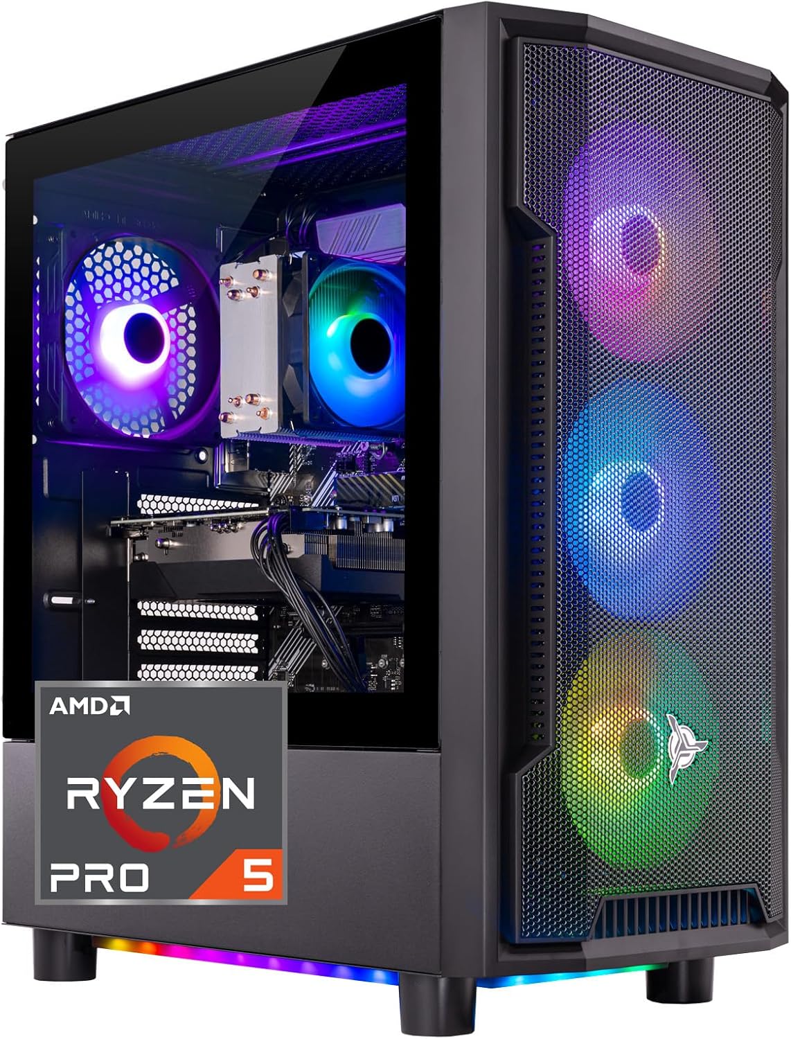 Skytech Shadow Gaming PC Desktop, Ryzen 5 5600 3.5 Ghz (4.4GHz Turbo Boost), AMD RX 6600 8GB GDDR6, 1TB SSD, 16GB DDR4 RAM 3200, 650W Gold PSU, Wi-Fi, Win 11 Home