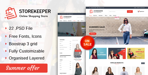 Storekeeper – eCommerce PSD Template