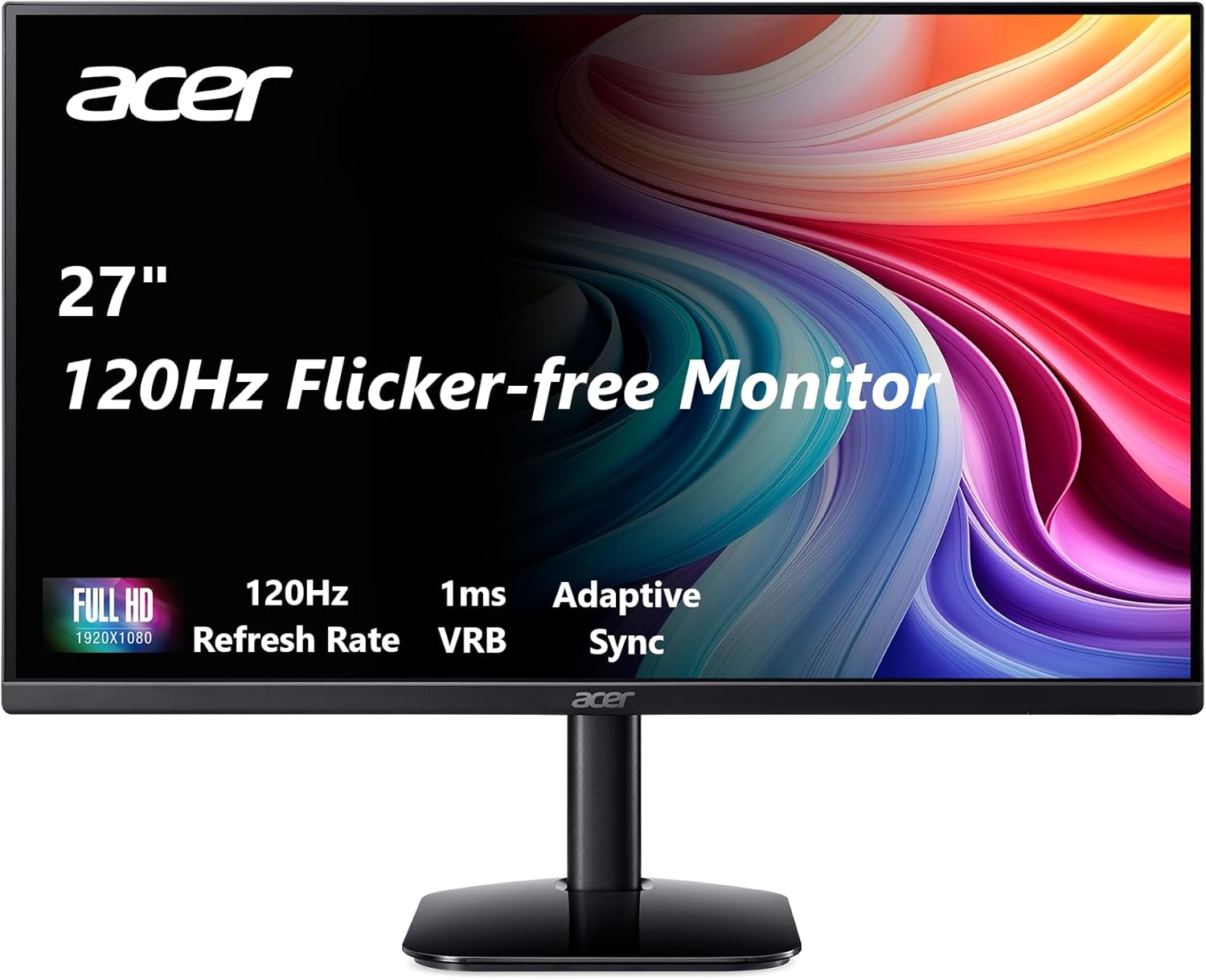acer KB272 G0bi 27″ IPS Full HD (1920 x 1080) Gaming Office Monitor | Adaptive-Sync Support (FreeSync Compatible) | Up to 120Hz Refresh | 1ms (VRB) | sRGB 99% | Tilt | HDMI & VGA Ports