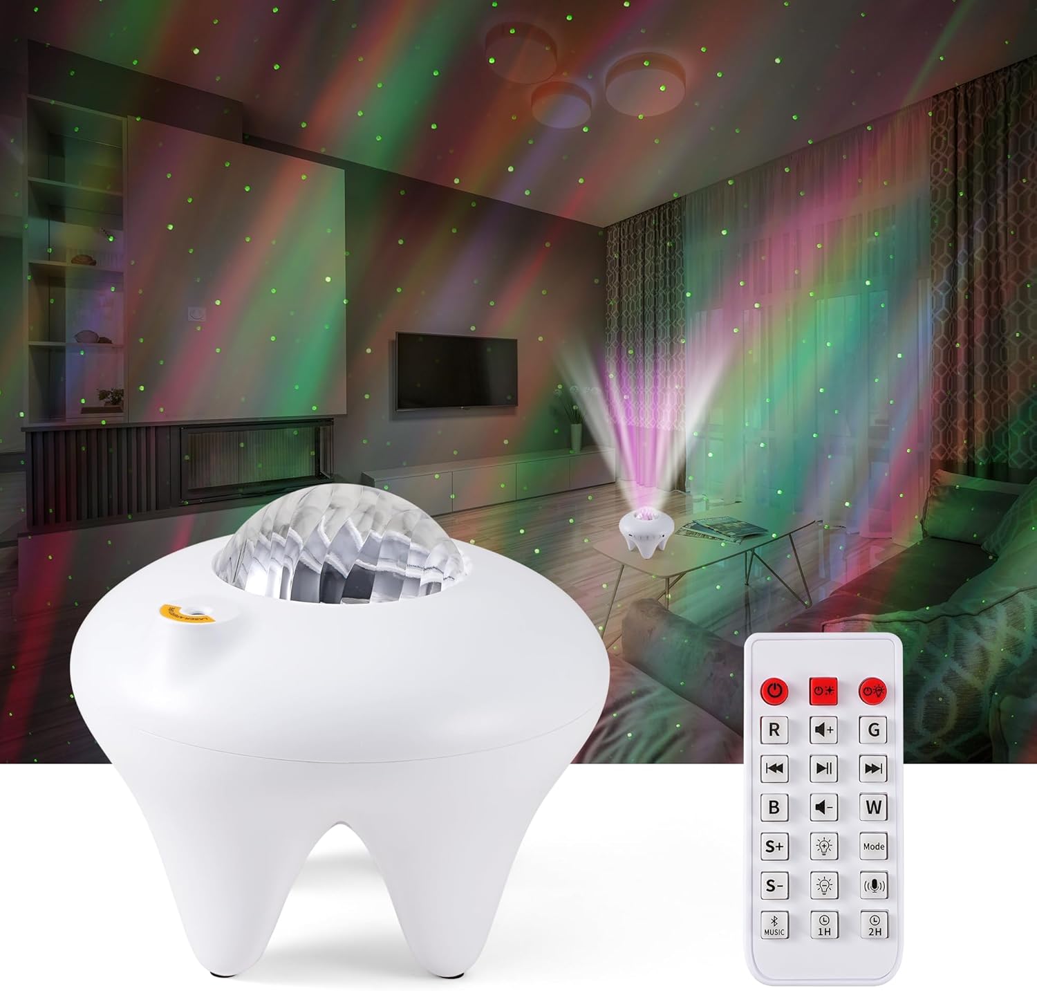 Galaxy Projector,Northern Galaxy Light Aurora, Star Projector with Timer and Remote Control,Night Lights LED for Bedroom Room Decor, Gifts for Kids, Adults, Christmas, Birthday（White